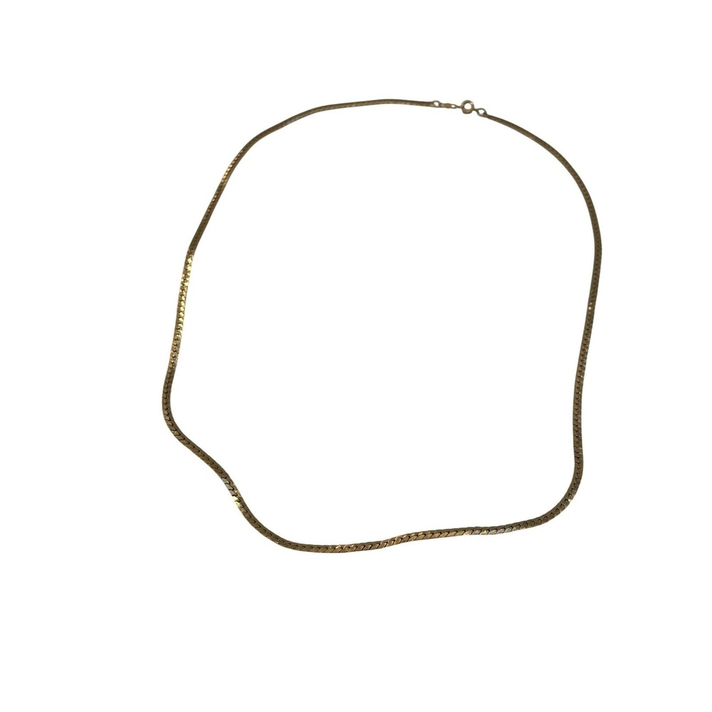 Herringbone Snake Chain Necklace 22in Womens Costume Gold Tone Metal Flat Link